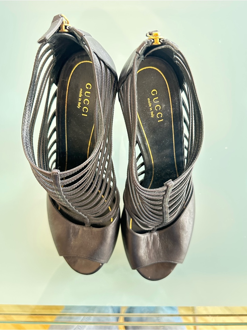 Gucci Black Multi-Strap Cage High Heels Size 38.5